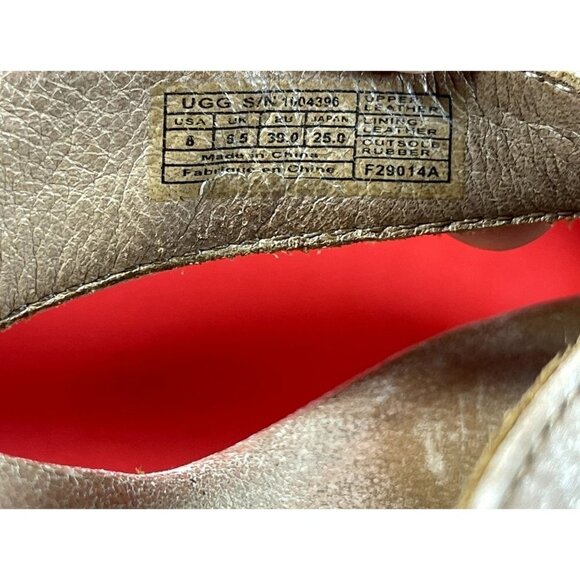 UGG Women's Natassia 1004396 Gold Leather Cork Wedge Heel Flip Flop Sandals Sz 8 - Picture 9 of 9